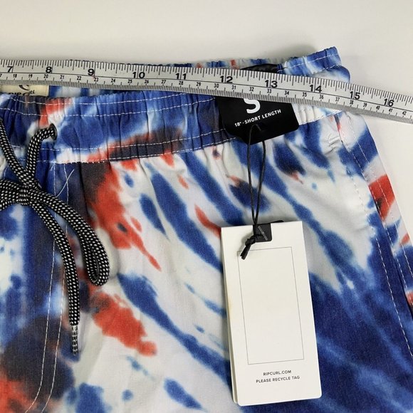 Rip Curl Laydays Mens Freeda Volley Board Shorts Blue Tie Dye Stretch S New - Picture 9 of 12